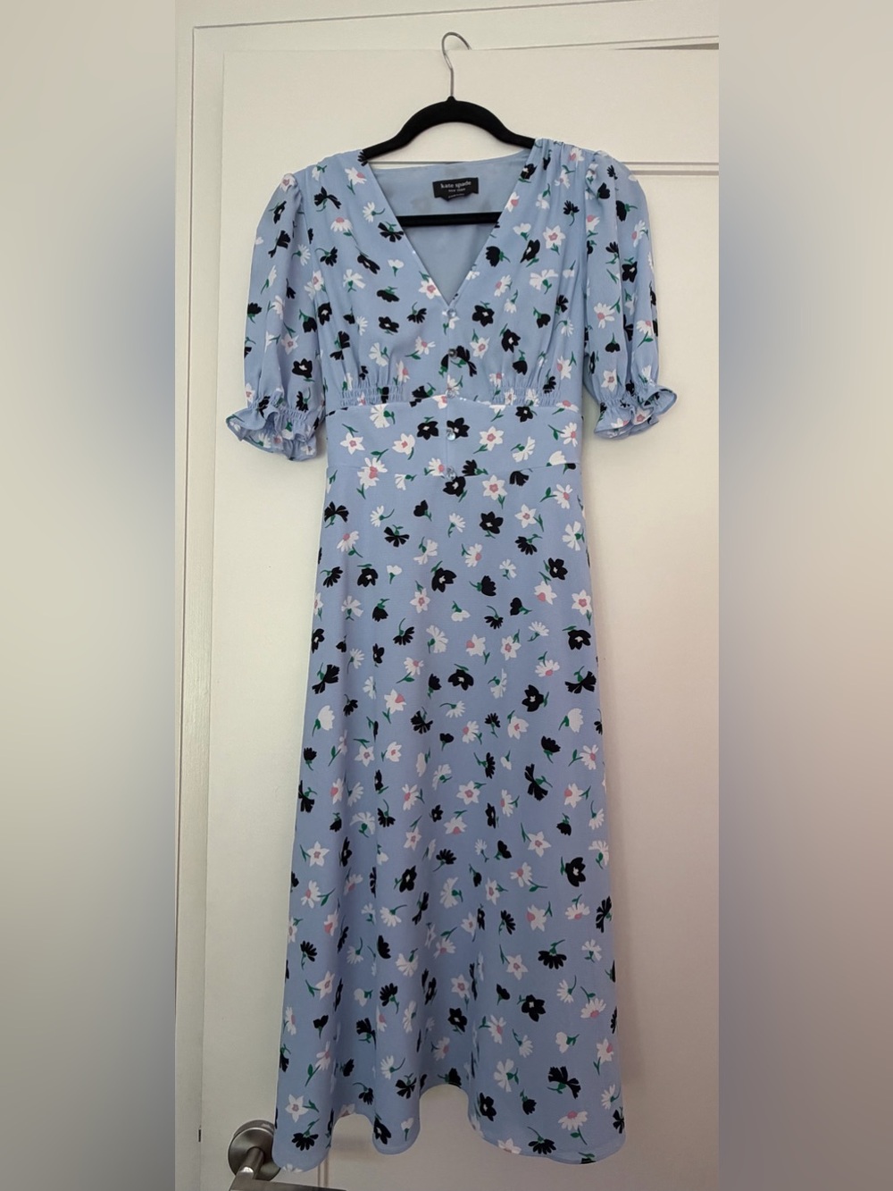 NEVER WORN! Kate Spade Light Blue Floral Midi Dress (Size 4) - Picture 1 of 5